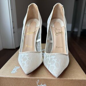 Christian Louboutin White Lace Heels